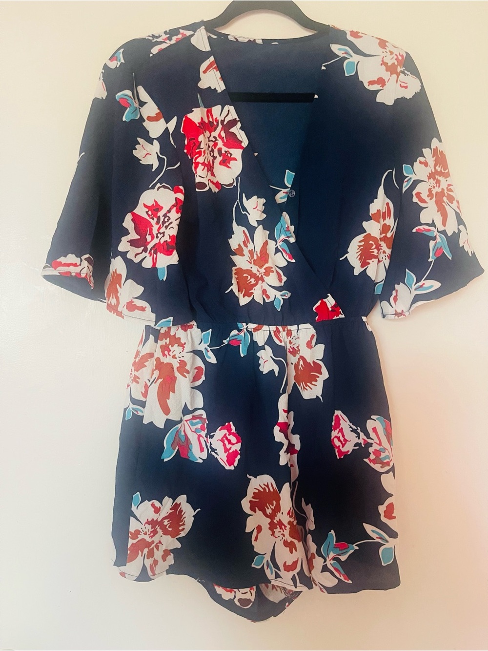 Floral Navy Wrap Romper - Women's Navy Floral Romper